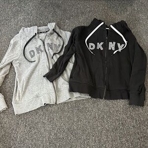 DKNY Dual Zip Hoodie Set - Black and Gray Size Small